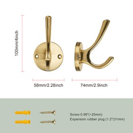 TUNNY 3 Pack Round Coat Towel Hooks - Champagne Bronze Coat Hooks for Hanging Coats Towel Hooks for Bathroom Wall Mounted Zinc Alloy Bath Towel Hooks Robe Clothes Hook Holder Heavy Duty Wall Hooks
