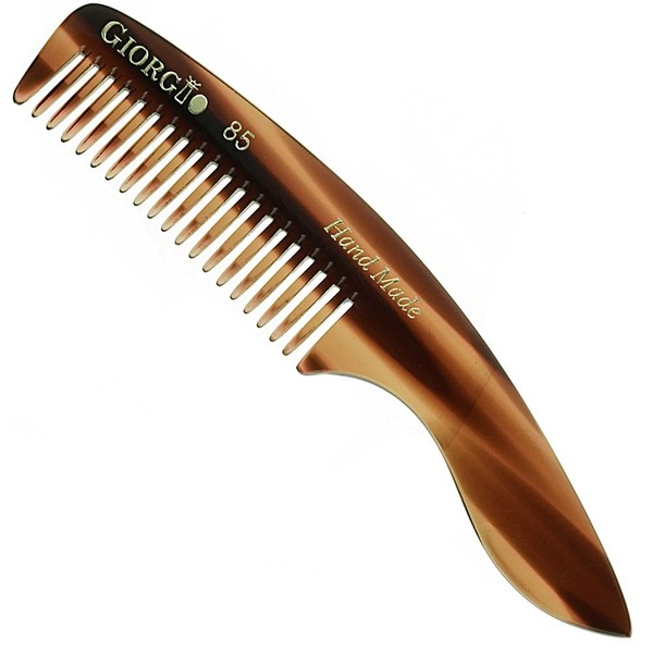 Giorgio G85 Giorgio's Travel Mustache and Beard Comb - Small Fine Tooth Pocket Comb for Everyday Hair Care - Sawcut and Hand Polished Pocket Comb and Styling Comb - Italian Handmade Tortoise Comb