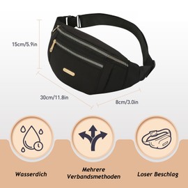 Bum Bag, Belt Bag, Adjustable Strap, Waist Bag, Bum Bag, Women's Stylish, Casual Stylish Waist Bag for Camping, Hiking, Fitness, Cycling, Travel, black