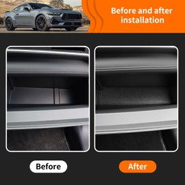 KUNGKIC for Ford Mustang 2024 2025 PU Car Non-Slip Cup Holder Insert Glove Compartment Mat Door Pocket Mats Anti Dust Interior Essentials Decoration Accessories (Black)