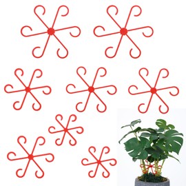 Guduling 8 Pcs Plant Stem Holder,4 Sizes Plant Stem Support,Reusable Climbing House Plants Stems Support,Growth Care Accessories Indoor for Different Plantfor(Red)