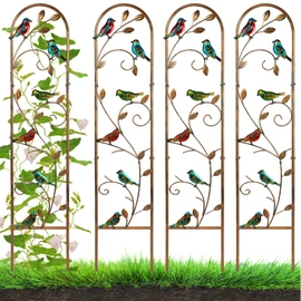 Blulu 4 Pack Hummingbird Metal Garden Trellis for Climbing Plants 60" Height Detachable Plant Flower Stand Decorative Vegetable Vine Arched Fence Trellis for Outdoor Patio Yard Lawn Decoration