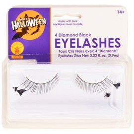 Rubies Black and 4 Diamonds Eyelashes and Adhesive, Multicolor