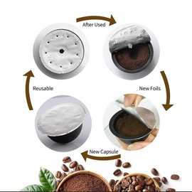 Yanyole 62mm Aluminum Foil Lids for Nespresso VertuoLine Machine - 100-package Reusable for Nespresso Pod Capsules Coffee Pods Covers Food-Grade Material, High Temperature Resistance