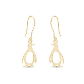 14k Yellow Gold Over Sterling Silver Penguin Earrings In 14K Gold Over Sterling Silver