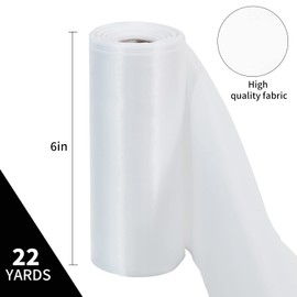 TONIFUL 6 inch x 22yd Wide White Satin Ribbon Solid Fabric Large Ribbon for Grand Opening Cutting Ceremony Wedding Birthday Party Decoration Gift Craft Chair Sash Table Car Bows Indoor or Outdoor