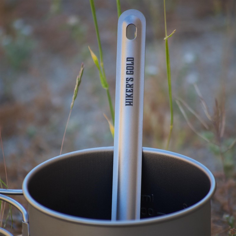 Hiker's Gold Ultralight Titanium Spoon for Hiking, Backpacking, Camping