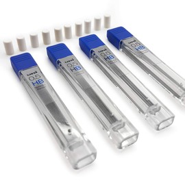 Uni Ball Kuru Toga Druckbleistift-Minen, 0,5 mm HB, 48 Minen (4 Boxen mit 12 Stück) + 10 Ersatz-Radierer