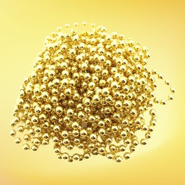 MIJOMA Pearl Garland - Elegant Pearl Band, Pearl Necklace & Decorative Bead Cord | Stylish Table Decoration, Christmas, Advent, Wedding | 8 mm Decorative Beads, 8 Metres (Gold)