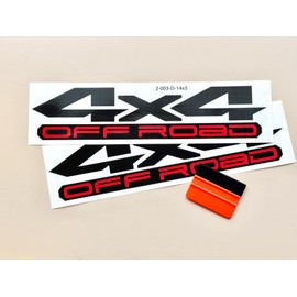 Black & Red 4x4 Offroad Four Wheel Drive Decal Stickers Auto Decoration, Replacement for Truck Bed, Off Road Vehicle, SUV, Durable & Weatherproof, Size 14 x 3 inch (Set of 2)
