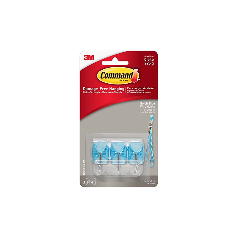 Command Wire Hooks with Strips - Small, Blue