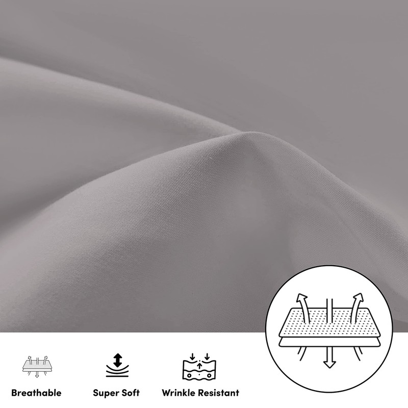 Oxford Homeware Grey Pillow Cases 2 Pack Brushed Microfiber –