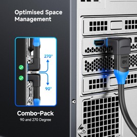 Cable Matters Combo-Pack 48Gbps 8K Right Angle HDMI 2.1 Adapters with HDR, Supports 8K@60Hz / 4K@240Hz, 270 Degree and 90 Degree HDMI Adapter Male to Female, Black