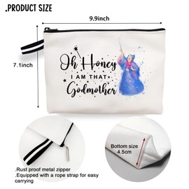 RBAFAO Best Godmother Gift, Fairy Godmother Gifts, Godmother Cosmetic Bag, Godmother Makeup Travel Zipper Pouch Bag Gifts for Birthday Christmas-Oh Honey I'm That Godmother