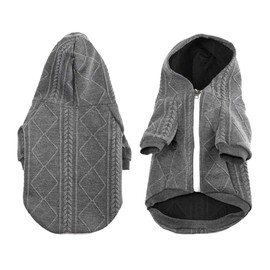 meioro Zipper Hooded Dog Sweater Pet Clothing Dog Cat Clothes Cute Pet Clothing Warm Hooded Winter Warm Puppy French Bulldog Pug (S, Grey)