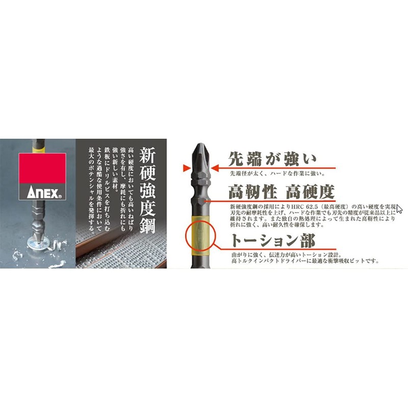 ANEX ABRM5-01 Kokuryu Toughness Bit, Double-Ended, Tough, Assorted Set, Set