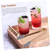 Mobestech 4pcs Ice Cube Tongs Stainless Steel Food Tongs Non-Slip