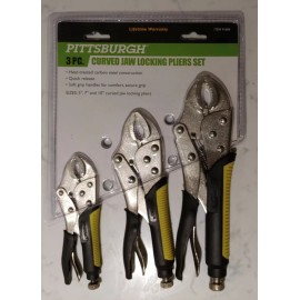 Pittsburgh 3 Piece Curved Jaw Locking Pliers Set 5", 7", & 10" New In Package
