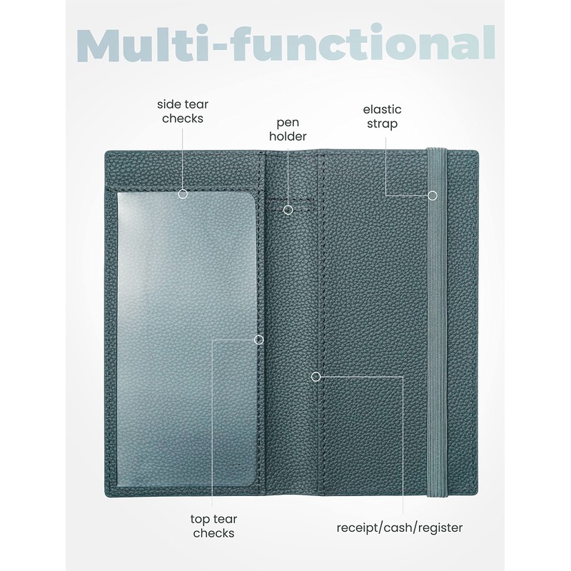 Yarnic Checkbook Cover for Personal Checkbook, Checkbook Holder with Pen