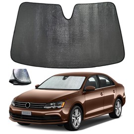 ZOIBV Windshield Sun Shade for Volkswagen VW Jetta 2011-2018 - 5-Layer Bubble Foldable Front Window Shade Sun Visor Accessories - Blocks Heat & UV Rays​​