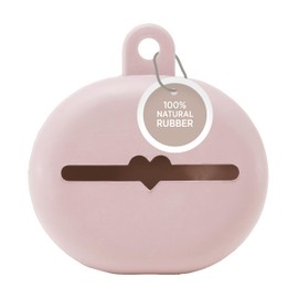 HEVEA Natural Rubber Pacifier Holder Case - 100% Natural Rubber - Danish Design Hygienic Holder for Pacifiers & Bottle Nipples, Easily Attaches to Bags & Strollers, BPA-Free, Vegan - Powder Pink