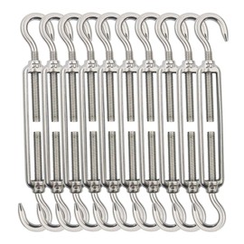 TooTaci 10PCS M10 Turnbuckle 304 Stainless Steel Turnbuckle Hook and Hook, Heavy Duty M6 M8 M10 Tensioner Adjustable Shade Sail Hardware for Cables Wire 3/16" 1/4" 5/16" /3/8", Trampoline, Tent, Tarps