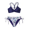 CUPSHE Women's Bikini Swimsuit Floral Reversible Lace Up Low Rise