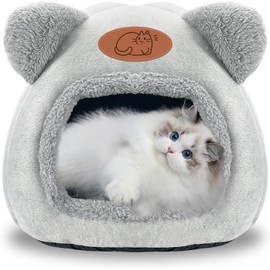 Cat Beds for Indoor Cats, Cat Cave Bed, Small Cat Tent Bed House, Foldable Comfortable Pet Cat Bed, Warm and Comfortable Cats Sleeping Cave House for Kittens, Indoor Cats(Gray, 36x36x36cm)