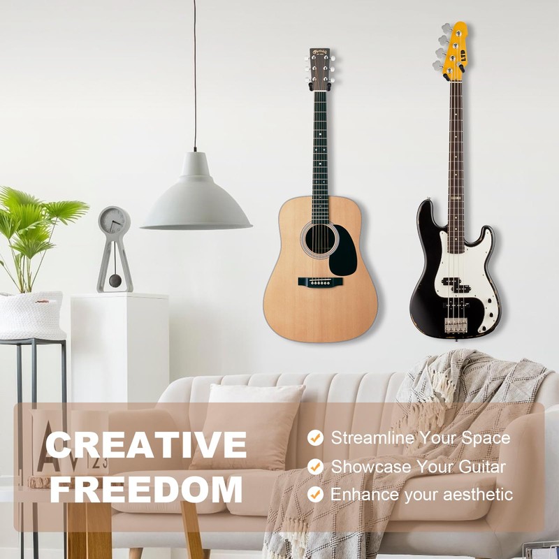 Guitar Wall Mount - Solid Nature Beech Wood Guitar Hanger