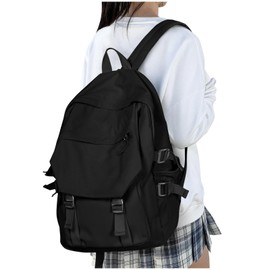 HYC00 Lightweight School Backpack Womens, Unisex School Bag for Girls Boys,14 Inch Laptop Backpack for School Teenage Casual Daypacks Travel Backpack for High School College Work Bookbag,Black
