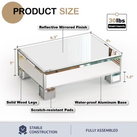 Uniglam Set of 2 Mirrored Risers for Display, Mirrored Display Stand, Glass Perfume Tray for Vanity, Bathroom Counter Decor Organizer, Footed Tray, Square Mirrors for Centerpieces