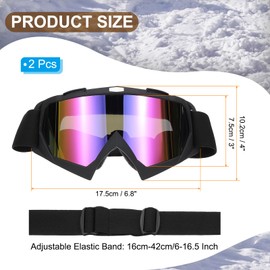PATIKIL Dirt Bike Brille, 2 Stück Motorradbrille ATV Brille Ski Brille Rennhelm Brille Winddicht für Bergsteigen Fallschirmspringen Skifahren, Mattschwarz mit bunten Gläsern