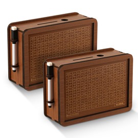 2 Pack Creative Cash Vault Wooden Savings Box,Piggy Bank for Kids Adults with Money Target and Numbers,10000 Savings Challenge Box,Boys Girls Savings Coin Bank,Cultivate Financial Management Habits