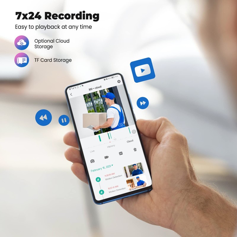 Codnida 2K Security Camera Outdoor, 360° PTZ WiFi Camera, CCTV