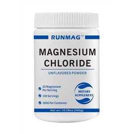 Cloruro de magnesio natural en polvo, grado alimenticio de 10.58 onzas (10.58 onzas)/botella, suplemento de magnesio, apoya la salud digestiva y ósea, sin OMG y sin gluten