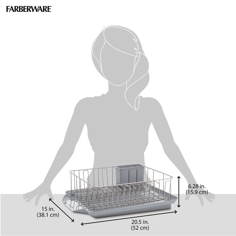 Farberware 3-Piece Large Capacity Dish Drying Rack Set with Drainboard