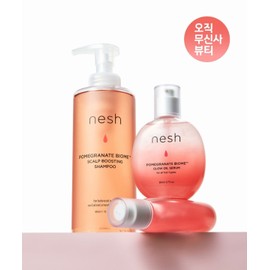 Nesh Nash [2-Piece Set] Pomegranate Biome Scalp Boosting Shampoo 480ml & Glow Oil Serum 80ml