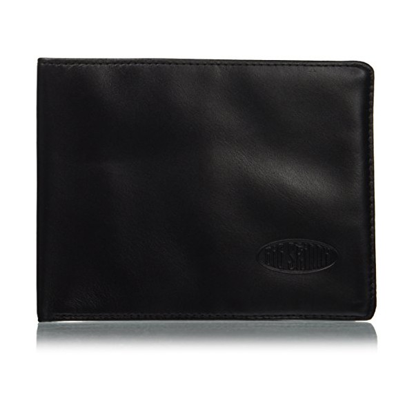 Big Skinny Men's RFID Blocking Leather Super Skinny Bi-Fold Wallet, Holds Up To 35 Cards, Black