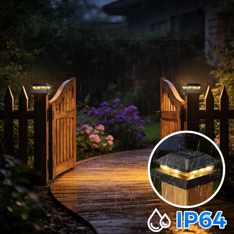 Peasur 4x4 Solar Post Cap Light 10 Pack, 2 Modes