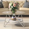 ASYA Round Coffee Table with Storage, 2-Tier Glass Coffee Table