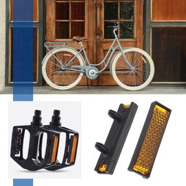 eMagTech 8 Pieces Pedal Reflector Bicycle Pedal Reflectors Yellow Night Safety Warning Pedal Reflective Sheet Bicycle Accessories for Mountain Bike Road Bike