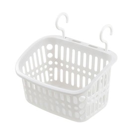 EINEY Basket with Hooks, Hanging Basket, Plastic Hanging Storage, Space Saving, Bath, Washroom, Kitchen (Large Rectangle)