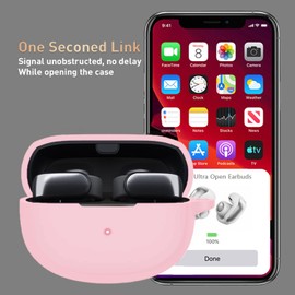 OTOPO for New Bose Ultra Open Earbuds Case with Cleaner Kit 2024, Soft Silicone Shockproof Protective Cover Skin with Carabiner Women Men for Bose Open Ear Wireless Earbuds, Pink
