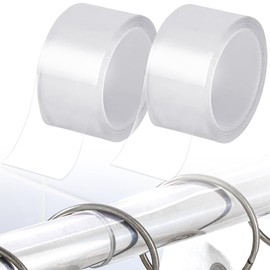 TORIHIKI TORIHIKI 2 Pcs Curtain Glide Tape, 16.4 Ft Drapery Ring Glide Tape, Smooth and Silent Curtain Rod Glide Tape for Curtain Rings, Transparent Adhesive Curtain Slide Tape, Clear, TORI061102
