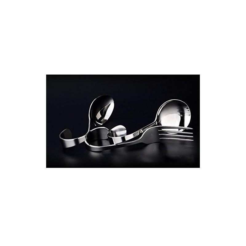 Bluelover Stainless Steel Curved Handle Spoon Fork Cutlery Tableware Ellipse
