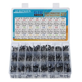 AUKENIEN AUKENIEN Electrolytic Capacitor Kit 24 Values 670pcs Aluminum Industrial Electrical Radial Capacitors Assortment Set from 0.1uF to 1000uF 10V 16V 25V 50V Capacitadores