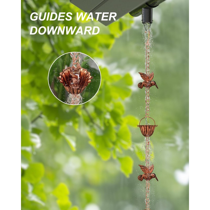 INNOWARMER 8.8ft Rain Chains for Gutters Outside, Rain Catcher Chain