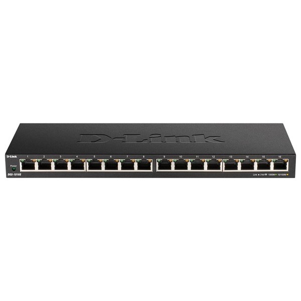 D-Link Ethernet Switch, 16 Port Gigabit Slim Switch Plug and