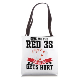 Hand and Foot Player Red 3s Card with Point Values Hand Foot Tote Bag