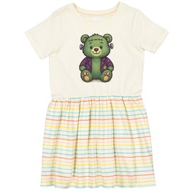 inktastic Cuddly Frankenstein Bear Cute Monster Toddler Dress 3T Natural with Stripes 4685f